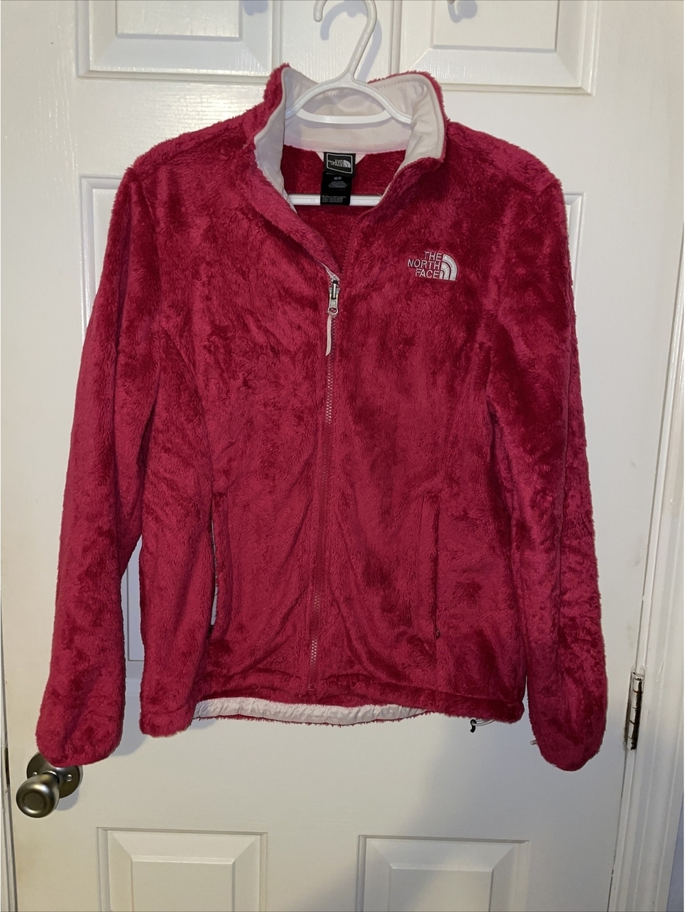 Y2K North Face Women's Size Medium Hot Pink  Warm Fuzzy Fleece Zip Up Jacket